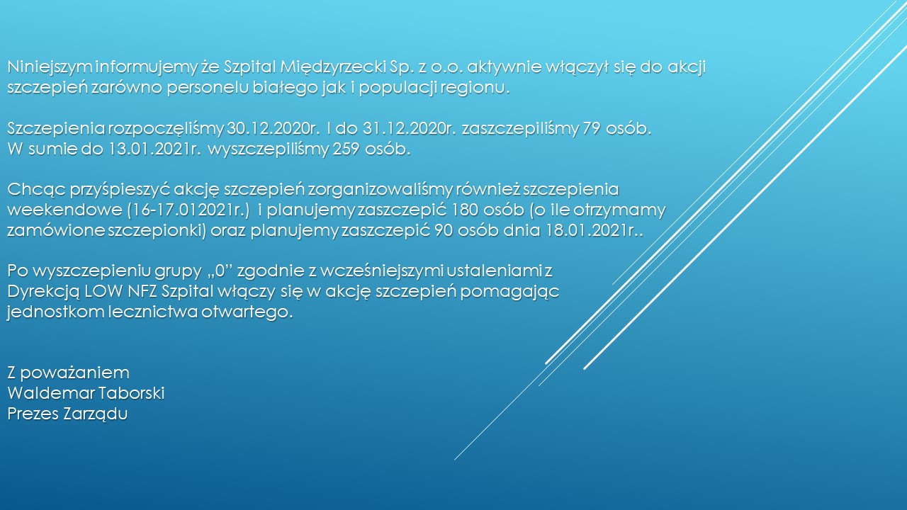 Informacja nt. szczepień w szpitalu w Międzyrzeczu
