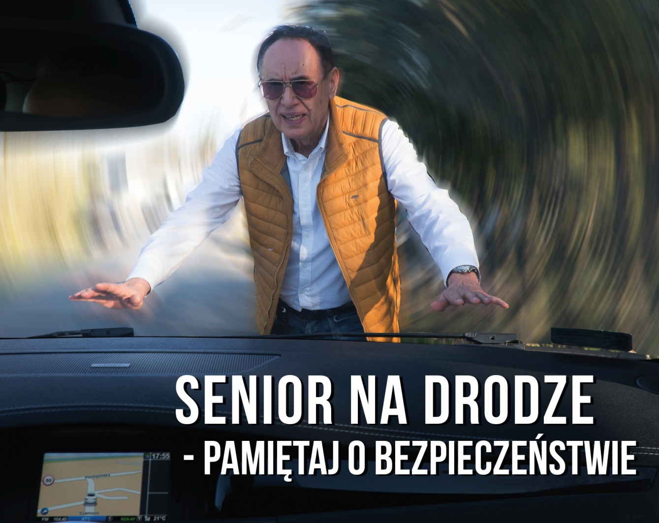 Ilustracja do informacji: SENIOR NA DRODZE - PAMIĘTAJ O BEZPIECZEŃSTWIE